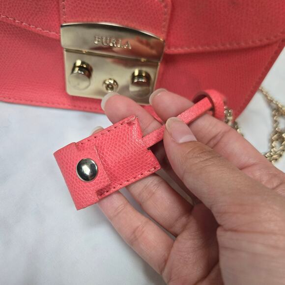 Furla Metropolis Rose Pink Mini Chain Shoulder Clutch Purse Bag - Picture 12 of 16